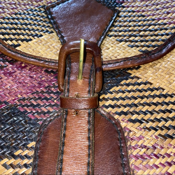 70s Vintage Basket Weaved & Leather Trim Handbag - Picture 4 of 9